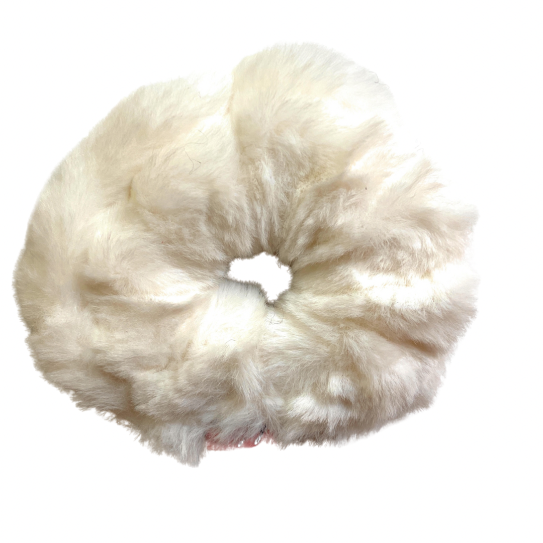 Mia Beauty Furry Scrunchie Ponytail holder hair accessory cream color