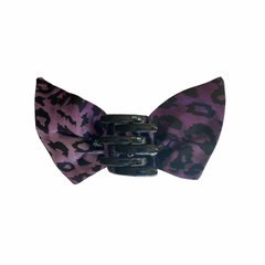 Mia Beauty Jaw Clamp with bow in purple leopard material bottom view