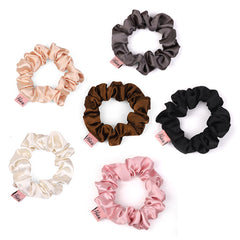 Mia Beauty Thin Solid Silk Scrunchies in various colors
