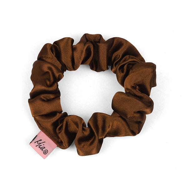 Thin Solid Silk Scrunchie - Bronze