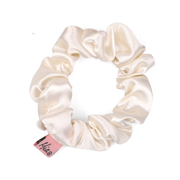 Thin Solid Silk Scrunchie - Cream