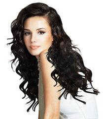 Mia® Clip-n-Hair® commitment free, instant hair, instant volume - black color - shown on model - by #MiaKaminski of Mia Beauty