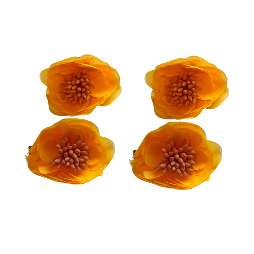 Mia® Beauty Small Flower Clip in Neon Orange  4 pieces