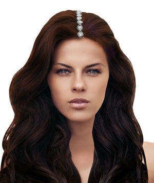 Part Art­® - Silver Chain w/ Clear Marquis Rhinestone - shown in middle part on model - Mia Beauty invented by #MiaKaminski