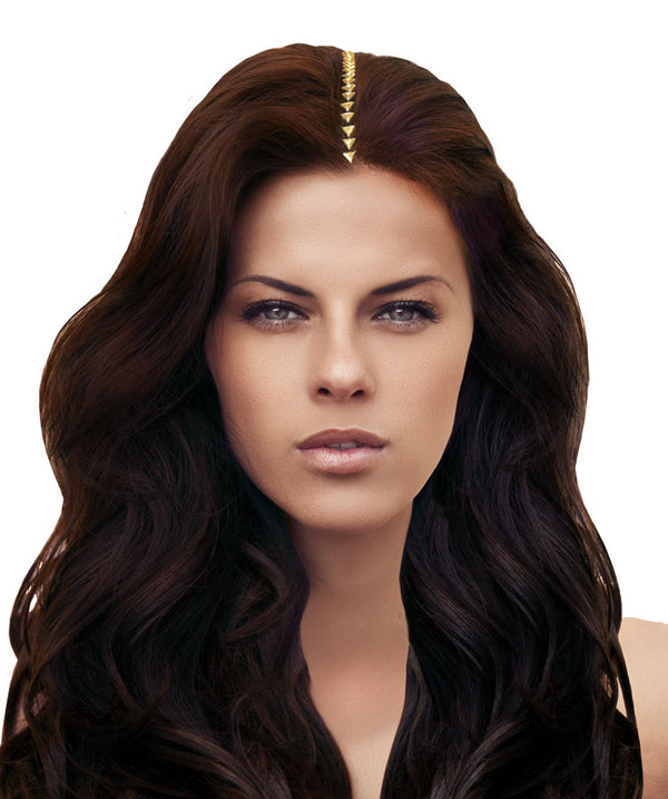 Part Art­® - Gold arrow triangles - shown in middle part on model - Mia Beauty invented by #MiaKaminski