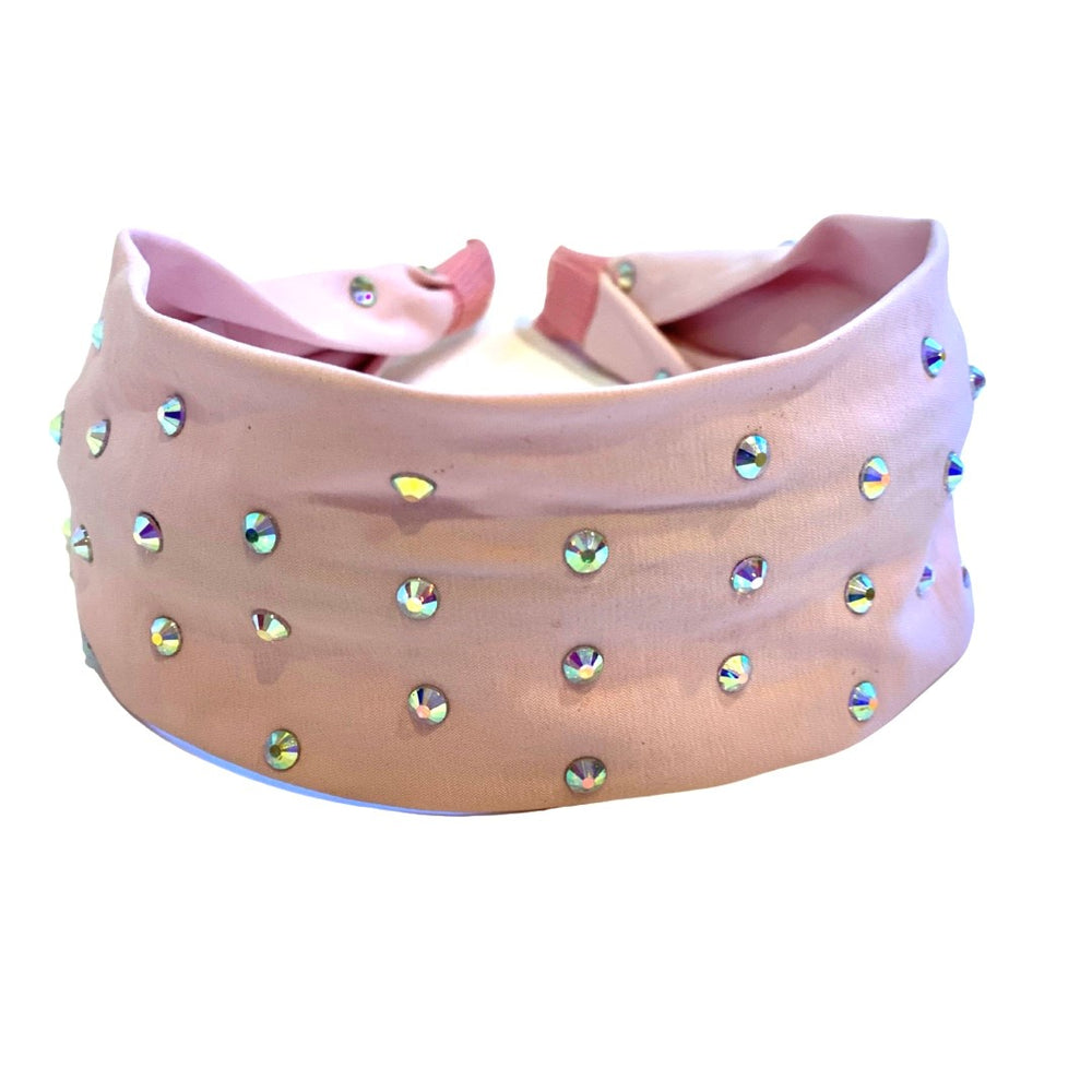 Mia Beauty Pink Taffeta Headband with iridescent studs