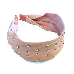 Mia Beauty Pink Taffeta Headband with iridescent studs