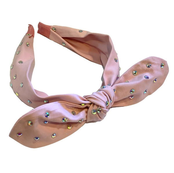 Mia Beauty Pink Taffeta Headband with iridescent studs