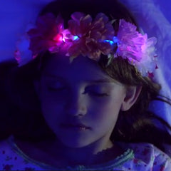 Mia® Beauty Flashion Flowers - LED lighted headband - mixed peonies shown on model from commercial