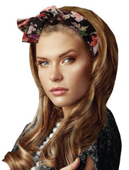 Mia® Scarf Switch-a-roo® Headband - black floral on model - desgined by #MiaKaminski #Mia #MiaBeauty #Beauty #Hair #HairAccessories #headbands #scarf #scarves #belts #lovethis #love #life #woman 