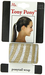 Mia®Tony Pony® - leather ponytail cuff - silver and beige - on packaging - designed by #MiaKaminski CEO of Mia® Beauty